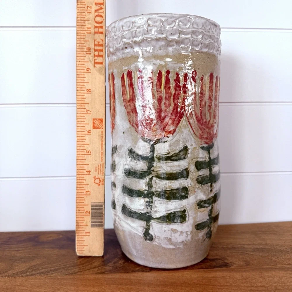 Primitive Textured‎ Floral Vase 11.5
